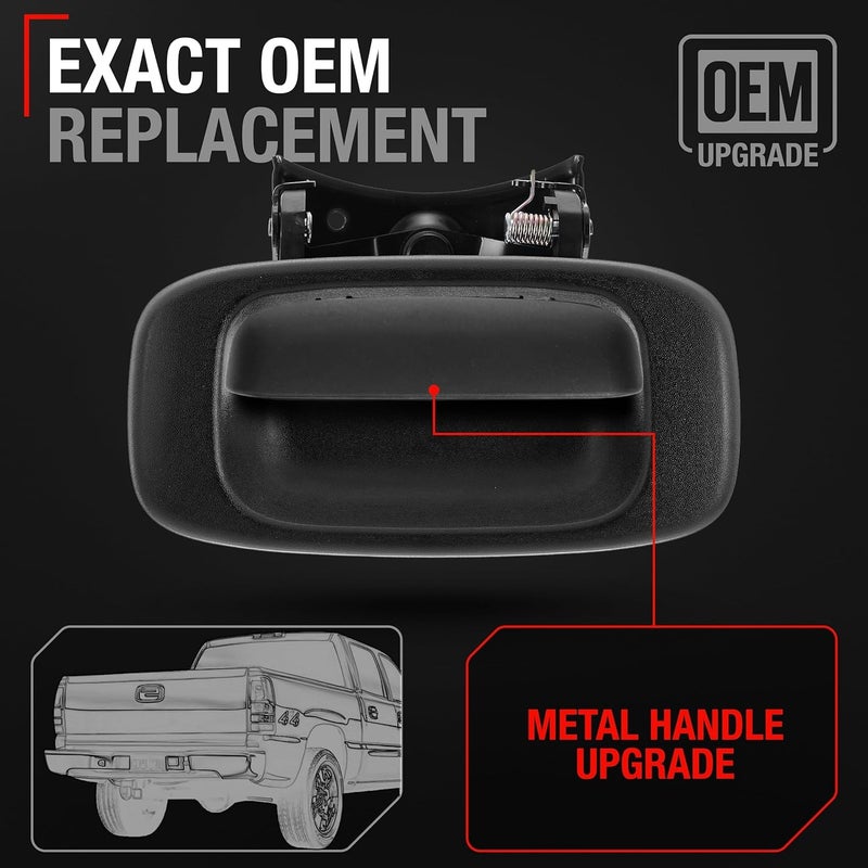 T1A Tailgate Handle Latch w/Improved Bezel Trim with Rod Clips - Upgraded Metal Handle Compatible with 1999-2007 Chevy Silverado GMC Sierra 1500 2500 3500 - OEM 15997911, 15228539, 15228541, 15228540 - Image 2