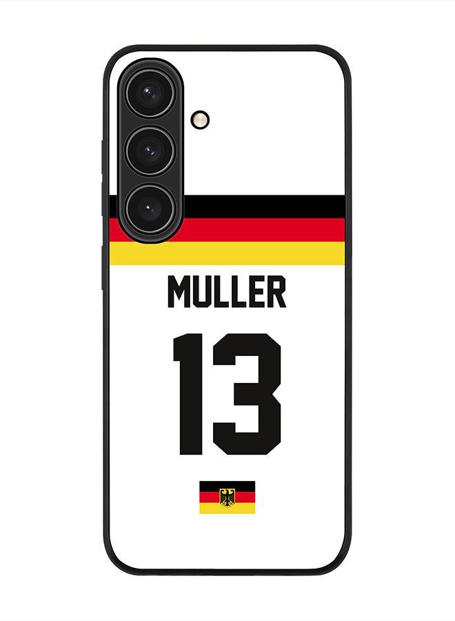 Stylizedd Rugged Black edge case for Samsung Galaxy S24, Slim fit Soft Case Flexible Thin Cover- Football Team-Germany, Player Name-Muller - Image 1