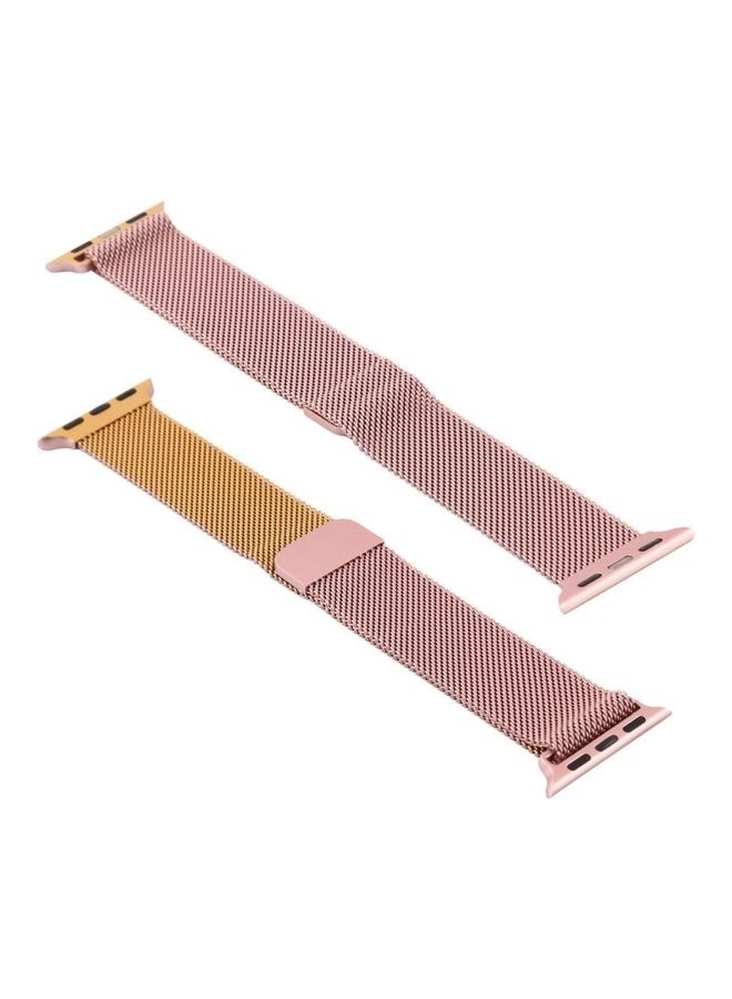 NIBEMINENT Replacement Strap Watchband For Apple Watch Series 6/SE/5/4/3/2/1 42 - 44mm Gold/Rose Gold - Image 2