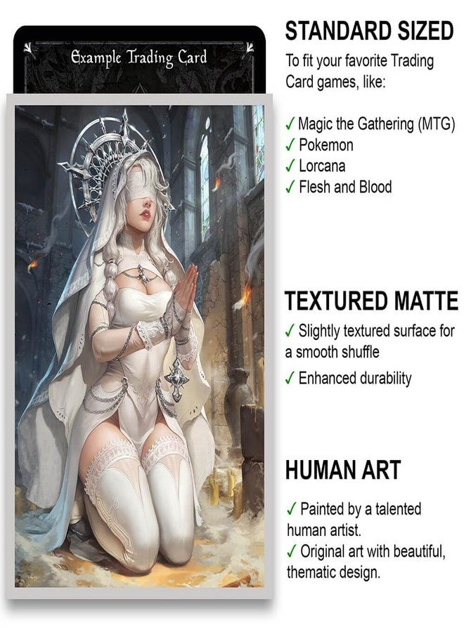 Fantasy North - Theresa - Ash-Shrine Maiden - 100 Textured Matte TCG Card Sleeves - Fits Magic MTG Commander Pokemon and Other Card Games - Playing Card Sleeves - Image 3