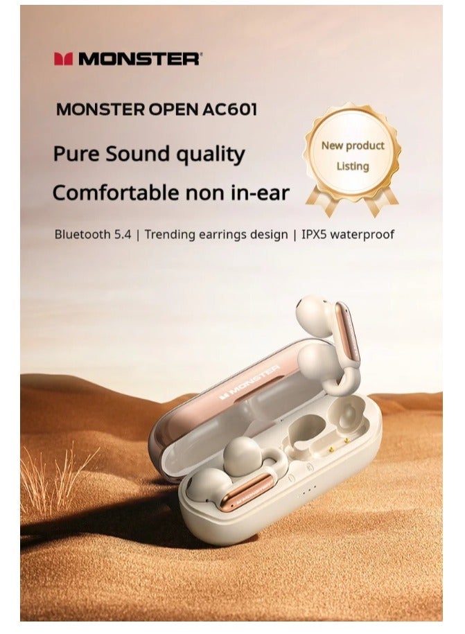 Monster Monster Open-Ear Wireless Earbuds AC601, Bluetooth 5.4 Clip-On Headphones with ENC Noise Cancellation, IPX5 Waterproof, 32H Battery, Hi-Fi Sound with PVK Diaphragm, Touch Control for Workout/Gym/Running  - Image 3