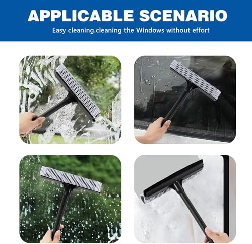 Conliwell 15.9" Plastic Handle Window Squeegee for Home, 2-in-1 Auto Window Cleaner with Sponge Car Windshield Squeegee for Gas Station, Shower, Glass & Outdoor - Image 5