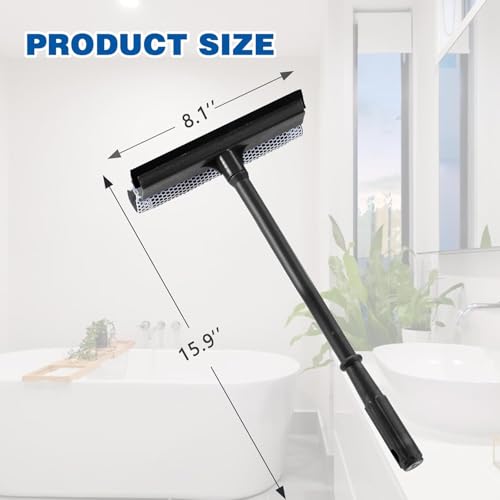 Conliwell 15.9" Plastic Handle Window Squeegee for Home, 2-in-1 Auto Window Cleaner with Sponge Car Windshield Squeegee for Gas Station, Shower, Glass & Outdoor - Image 2
