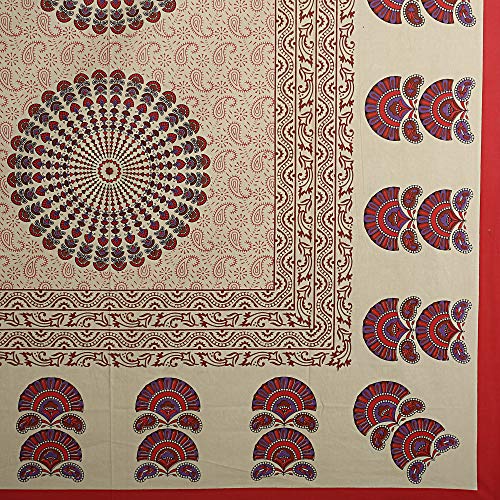 EarlyMart Comfort Rajasthani Jaipuri Traditional Sanganeri Printed 144 TC Cotton Single Size Bed Bedsheet with 1 Pillow Cover - Multicolor - Image 4