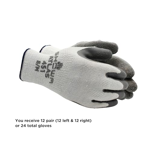 SHOWA Atlas 451 Natural Rubber Latex Palm Coated Insulated General Purpose Winter Work Glove with Poly Blend Liner, Large (12 Pair) - Image 3