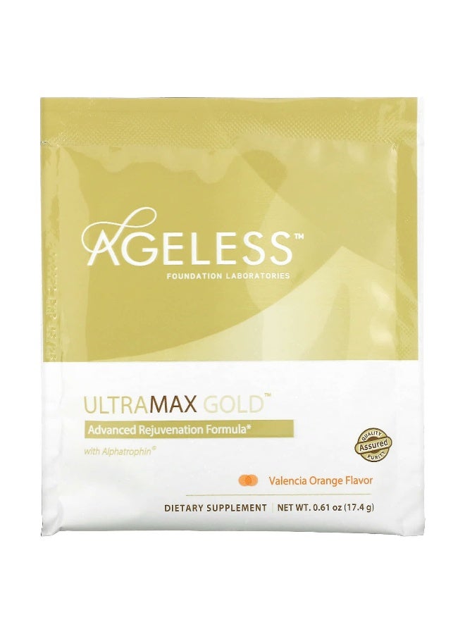 Ageless Foundation Laboratories Ageless Foundation Laboratories, UltraMax Gold, Advanced Rejuvenation Formula with Alphatrophin, Valencia Orange, 22 Packets, 0.61 oz (17.4 g) Each  - Image 3