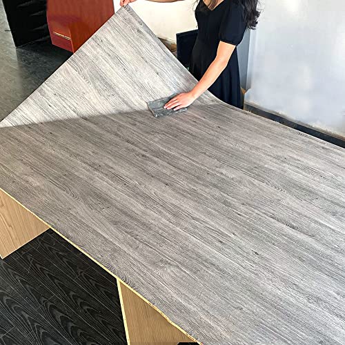 TAOGIFT Self Adhesive Vinyl Film Retro Wood Look Furniture Sticker Paper Wallpaper for Kitchen Cabinets Shelves Cupboard Table Desk Countertop Walls Furniture Crafts Removable Waterproof 40CMX2.5M (Grey Oak) - Image 2