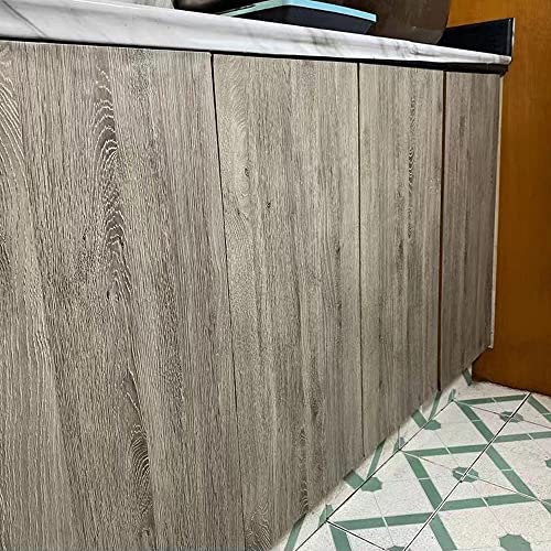 TAOGIFT Self Adhesive Vinyl Film Retro Wood Look Furniture Sticker Paper Wallpaper for Kitchen Cabinets Shelves Cupboard Table Desk Countertop Walls Furniture Crafts Removable Waterproof 40CMX2.5M (Grey Oak) - Image 3