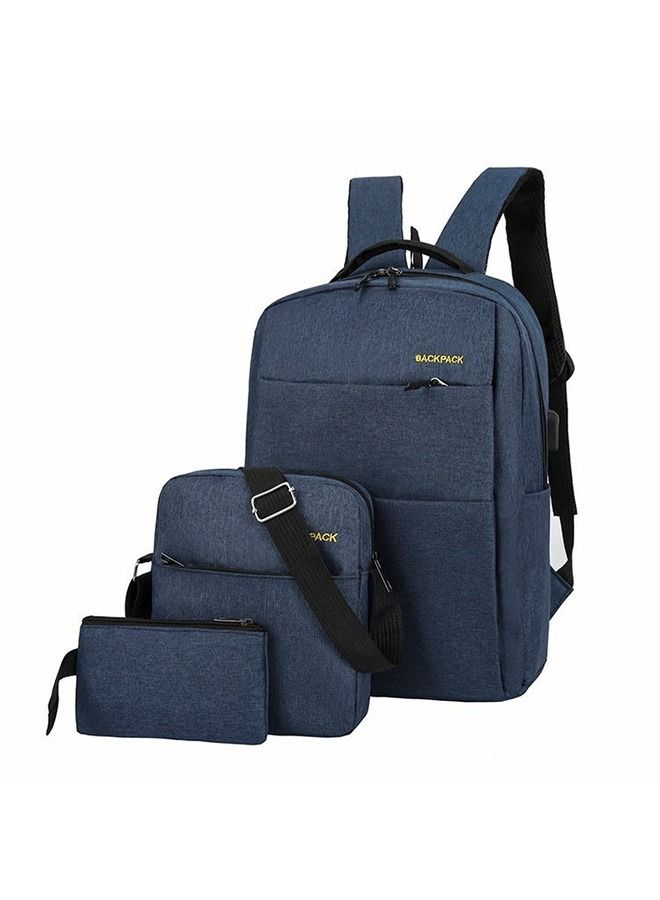 Unisex 3-Piece Nylon Waterproof with USB Charging Port Large Capacity Men‘s Business Backpack 15.6 Inch Laptop Bag for Travel Commute with One Shoulder Cross-body Bag and Pencil Case  - Image 1