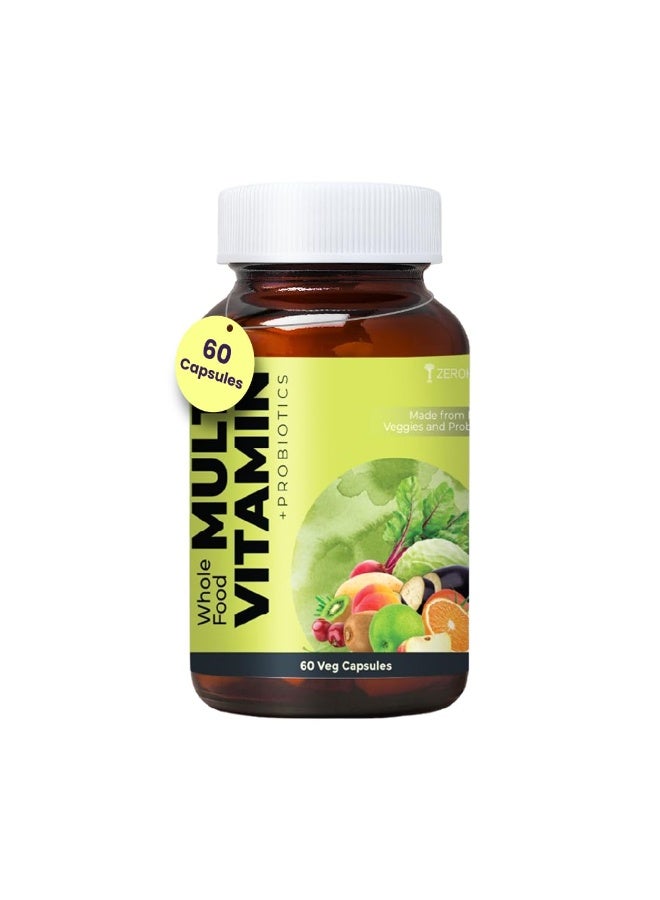 ZEROHARM Multivitamin+Probiotics for Men & Women | Plant-Based Daily Supplement with 25 Probiotic Strains | Boosts Immunity, Energy & Digestion | Whole Food Multivitamins & Minerals | 60 Veg Capsules - Image 1
