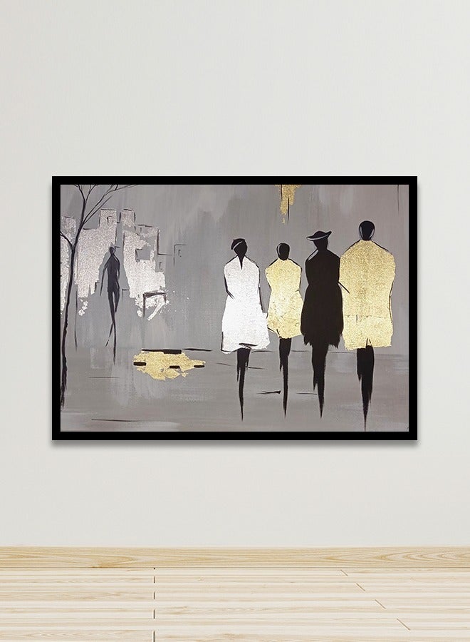 ماركتنا لوحة جدارية قماشية فنية لتزيين الحائط بتصميم تجريدي مع برواز اسود مجوف مقاس 120x80سم قطعة واحدة - Image 1