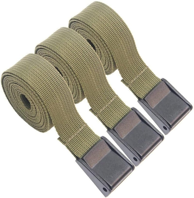 Heavy Duty Tie Down Straps Cam Buckle 400cm Military Green for Luggage and Camping - Image 1