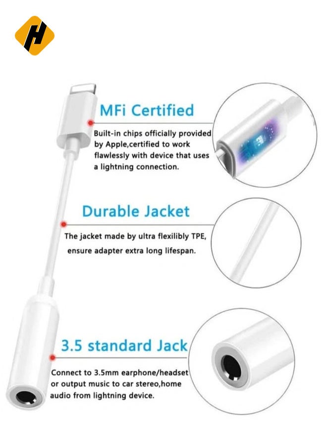 HuHa - Lightning Headphone Jack Adapter Dongle [ MFi Certified ] Earbuds Headphone Converter for Apple iPhone 12/12Pro/SE/11/Pro/Pro Max/XR/Xs/Xs Max/X/8/7,Music Control,Calling&Siri Supported - Image 1