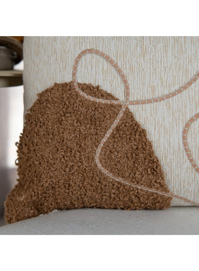 Belchior Lines Embroidery Rectangular Decorative Cushion Linen and Soft Brown 35 x 55 cm 472567 - Image 4