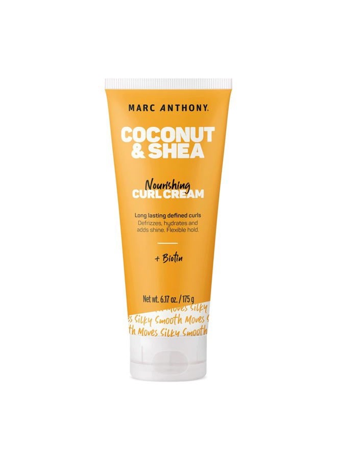 MARC ANTHONY Nourishing Curl Cream, Coconut Oil & Shea Butter - Anti-Frizz Biotin Detangling Cream to Enhance Curls, Defrizz, Hydrate & Adds Shine - Color Safe & Sulfate Free Styling Product - Image 1