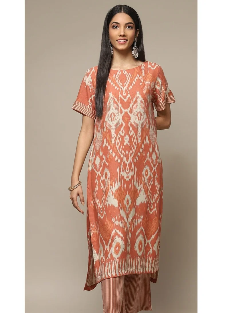 بيبا طقم LIVA برتقالي قطعتان، بقصة مستقيمة وطبعة