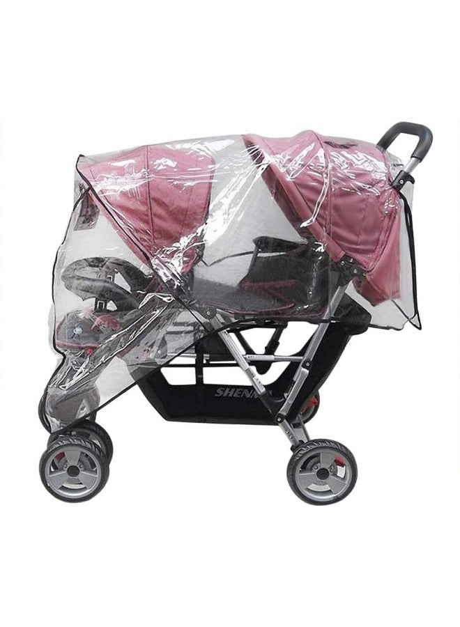 GREUS Universal Stroller Raincovers For Twins Baby Stroller Pushchair Waterproof Buggy Pram Raincoat Wind Dust Rain Covers Pvc Double Carrycots Weather Shield Protector (Tandem Twin Buggy Rain Cover) - Image 1