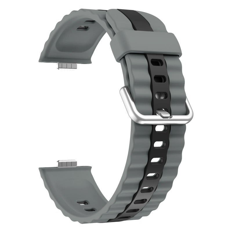 erorex For Huawei Watch Fit 4 / Fit 4 Pro / Fit 3 Vertical Striped Two Color Silicone Watch Band(Gray Black) - Image 3