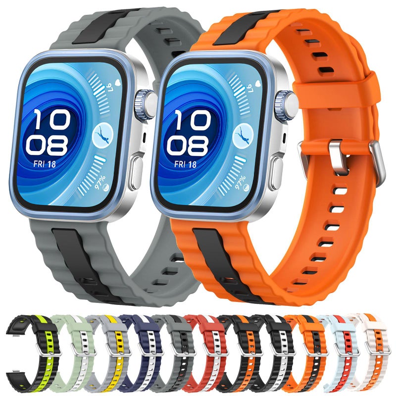 erorex For Huawei Watch Fit 4 / Fit 4 Pro / Fit 3 Vertical Striped Two Color Silicone Watch Band(Gray Black) - Image 5