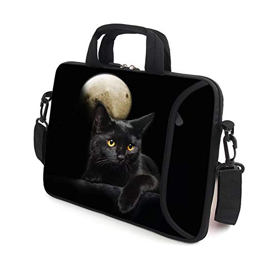 AMARY 13-13.3inch laptop sleeve chromebook case adjustable shoulder strap with handle accessory pocket for men women (Cat) - Image 3
