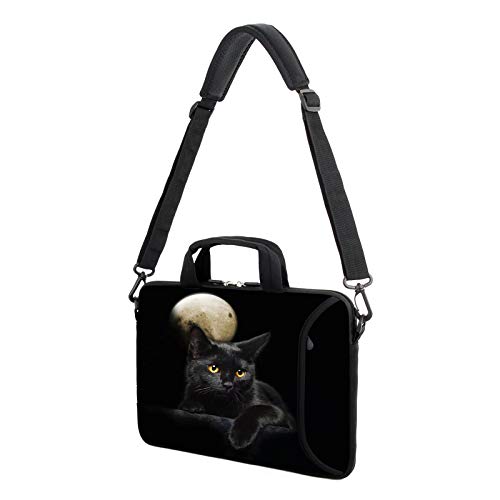 AMARY 13-13.3inch laptop sleeve chromebook case adjustable shoulder strap with handle accessory pocket for men women (Cat) - Image 4