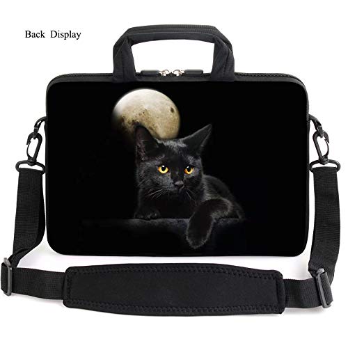 AMARY 13-13.3inch laptop sleeve chromebook case adjustable shoulder strap with handle accessory pocket for men women (Cat) - Image 2