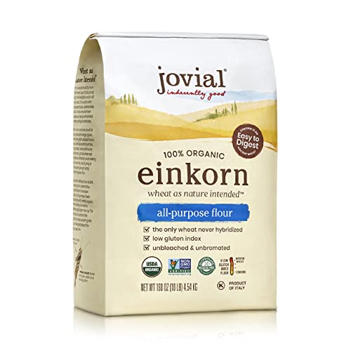 Jovial Organic Einkorn Unbleached All Purpose Flour - Bread Baking Flour for Sourdough, High Protein, Non-GMO, Organic Pizza & Pasta, European Italian, Glyphosate Free - 10 Lb - Image 1