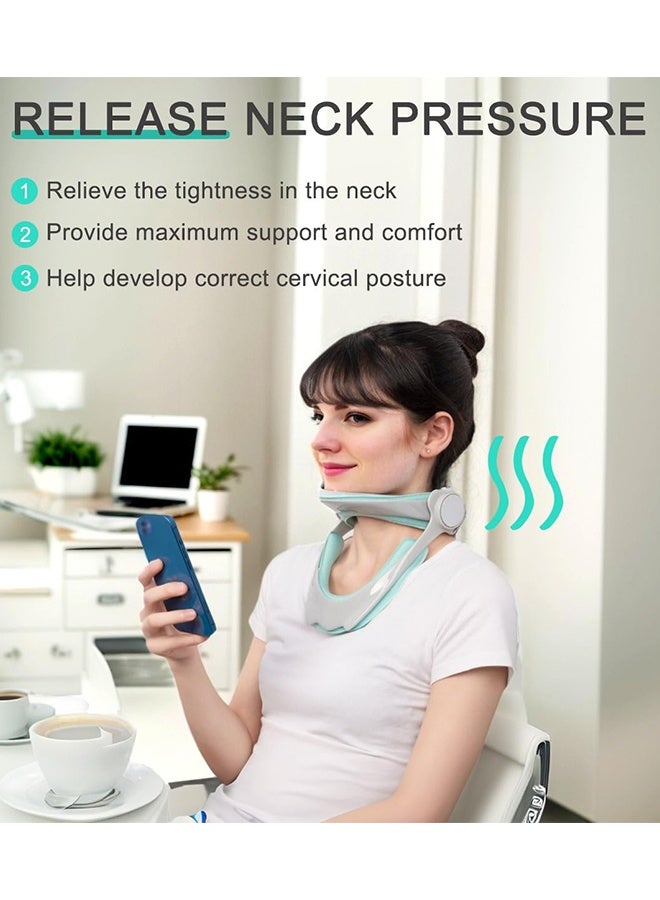 Sweet Life 360°Adjustable Neck Brace for Neck Pain and Support, Cervical Neck Traction Device for Home Use, Neck Stretcher Neck Decompression Devices for Forward Head Posture Correction, Green - Image 4