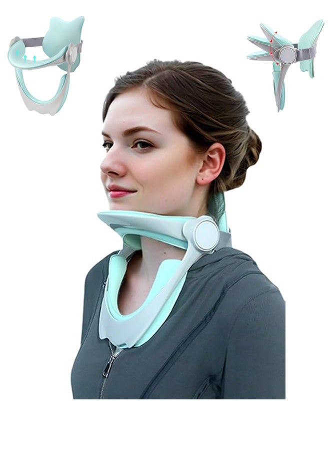Sweet Life 360°Adjustable Neck Brace for Neck Pain and Support, Cervical Neck Traction Device for Home Use, Neck Stretcher Neck Decompression Devices for Forward Head Posture Correction, Green - Image 1