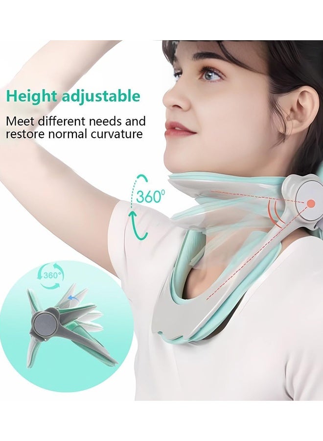 Sweet Life 360°Adjustable Neck Brace for Neck Pain and Support, Cervical Neck Traction Device for Home Use, Neck Stretcher Neck Decompression Devices for Forward Head Posture Correction, Green - Image 5