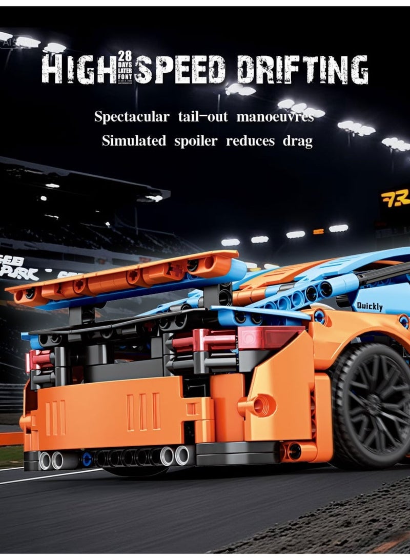 Building Block Racing Car, Supercar Construction Toy, 1:14 Scale Model Car Assembly Kit, Suitable for Boys Aged 8+ and Adults as a Collector's Grade Racing Toy, Birthday Gift - Image 4