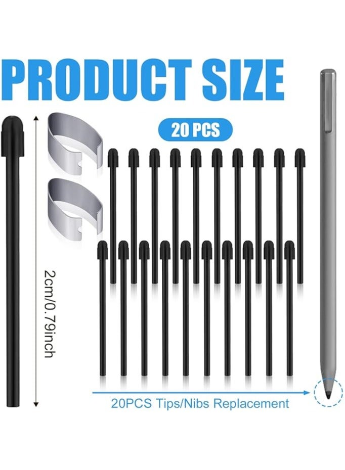 Green Tiger 20 Pcs Marker Pen Tips Nibs for Remarkable 2 Stylus Pen Replacement Soft Nibs Tips, Black - Image 2