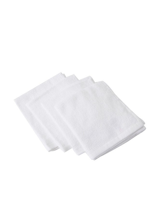 4-Piece Face Towel Set White 30 x 30cm - Image 1