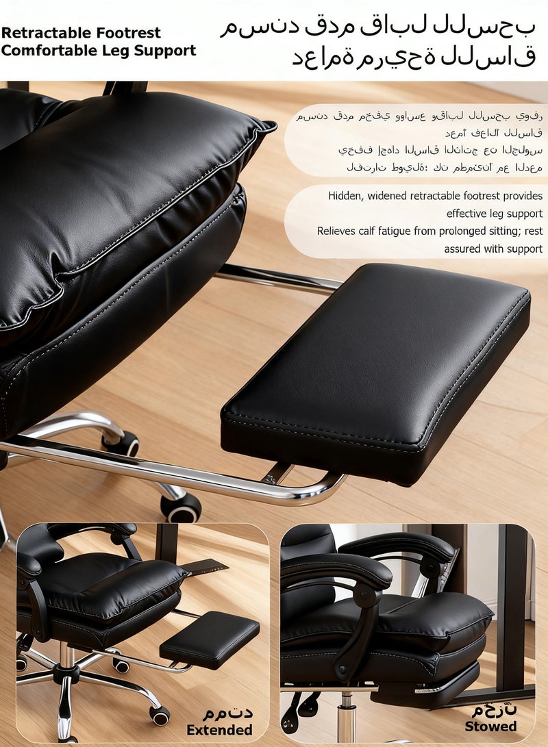 ويمارت كرسي مكتب كرسيكرسي،مكاتب وكراسي تنفيذية،مكتب وكرسي كمبيوتر مريحان،كرسي جلدي قابل للتنفس،كرسي كمبيوتر دوار مع مسند للساقين للمنزل والمكتب،أسود - Image 2