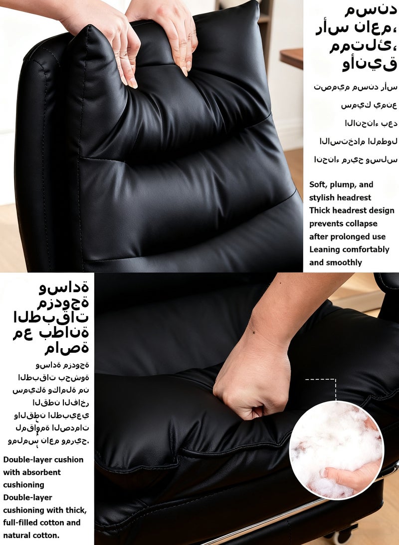 ويمارت كرسي مكتب كرسيكرسي،مكاتب وكراسي تنفيذية،مكتب وكرسي كمبيوتر مريحان،كرسي جلدي قابل للتنفس،كرسي كمبيوتر دوار مع مسند للساقين للمنزل والمكتب،أسود - Image 4