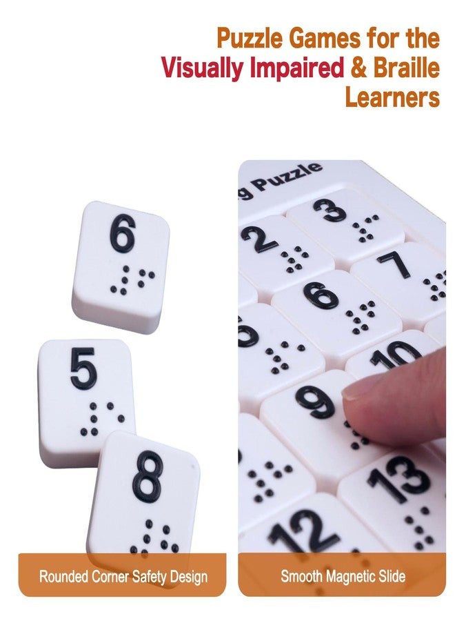 BLEWAY Braille Sliding Magnetic Puzzle, Classic Number Brain Teaser for the Blind and Sighted, Arrange Numbers in Order, Accessible Game for Blind (Number) - Image 4