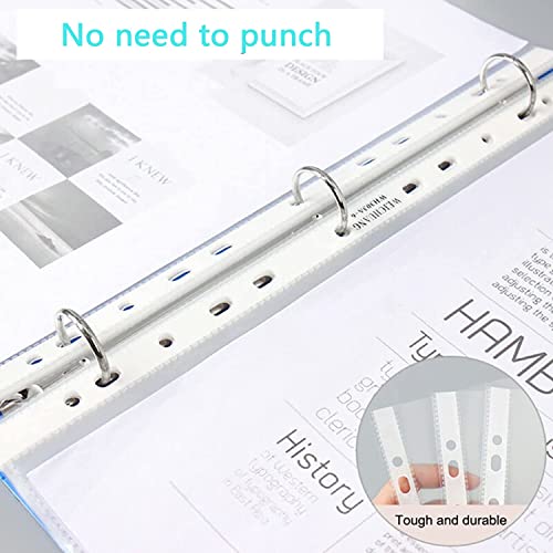 GreatDio® 50Pcs Transparent A4 Size Document Sleeves 100 Micron Thickness Leaf Waterproof Clear Sheet Protector 11 Holes Punched Ring Files - Image 3