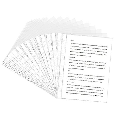 GreatDio® 50Pcs Transparent A4 Size Document Sleeves 100 Micron Thickness Leaf Waterproof Clear Sheet Protector 11 Holes Punched Ring Files - Image 1