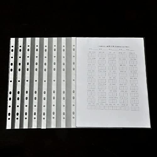 GreatDio® 50Pcs Transparent A4 Size Document Sleeves 100 Micron Thickness Leaf Waterproof Clear Sheet Protector 11 Holes Punched Ring Files - Image 4