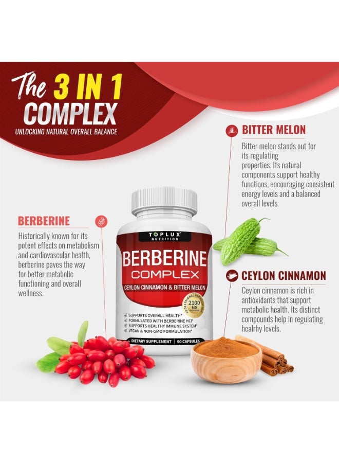 توب لوكس توبلوكس بربارين مع قرفة سيلان وقرع مر 2100 ملغ - مكمل بربارين HCL عالي النقاء 97٪، يدعم الصحة العامة وجهاز المناعة، نباتي وغير معدل وراثيًا، 90 كبسولة - Image 5