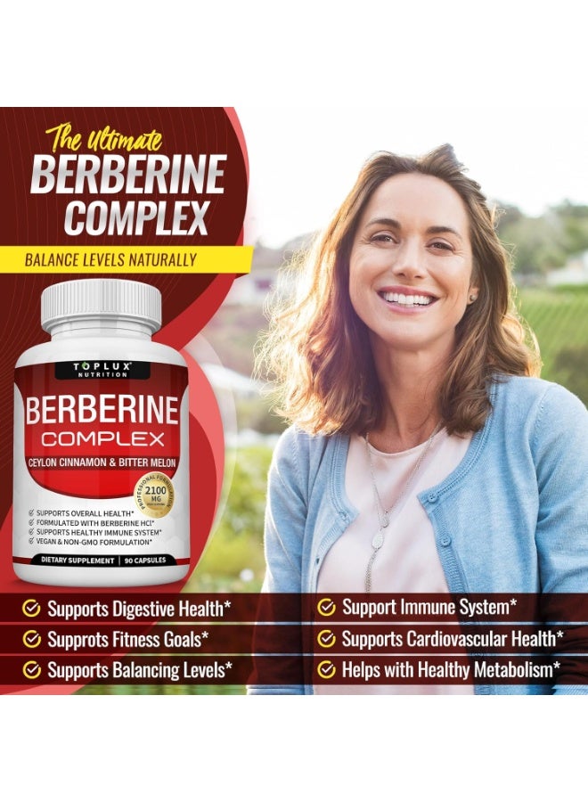 توب لوكس توبلوكس بربارين مع قرفة سيلان وقرع مر 2100 ملغ - مكمل بربارين HCL عالي النقاء 97٪، يدعم الصحة العامة وجهاز المناعة، نباتي وغير معدل وراثيًا، 90 كبسولة - Image 4