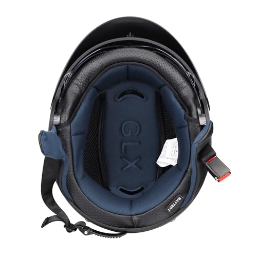 GLX خوذة دراجة نارية GLX M14 مفتوحة الوجه - أسود، متوسط - معتمدة من DOT - Image 3