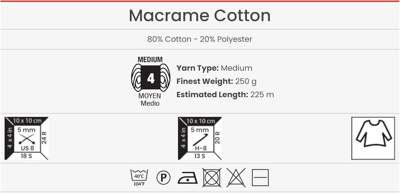 YarnArt YarnArt Macrame Cotton Harmonious Colors Unique Macrame Crafts 880 Oz 24606 Yds 80 Cotton Macrame Rope Macrame Macrame Yarn Weight Medium 754Light Yellow - Image 5