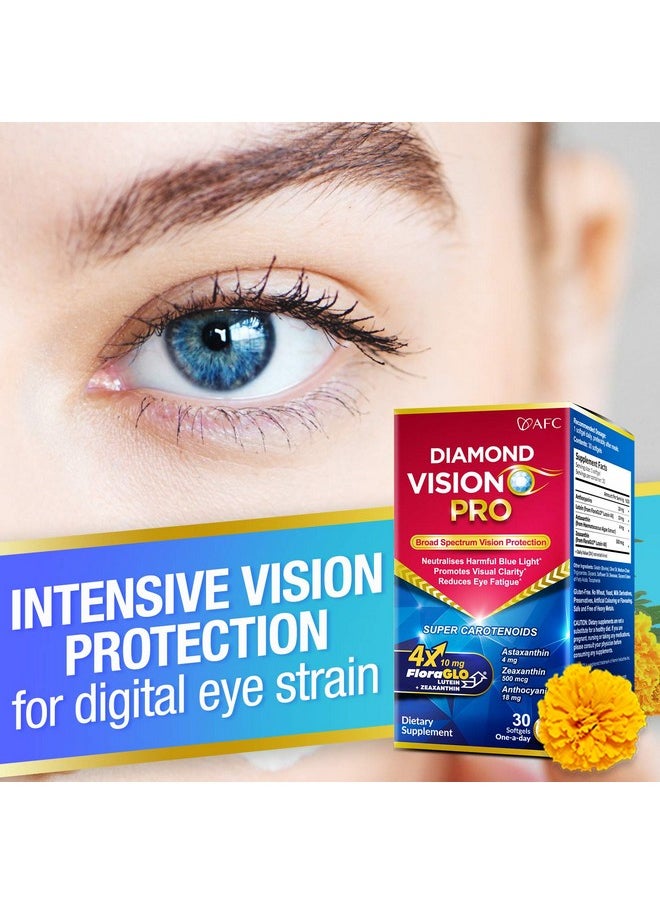 Afc - Japan Diamond Vision Pro 4X Vision Formula With Floraglo Lutein 4X Zeaxanthin Astaxanthin & Bilberry Extract For Strain Fatigue Blurry & Poor Vision Dryness Vision Health 30 Counts - Image 1