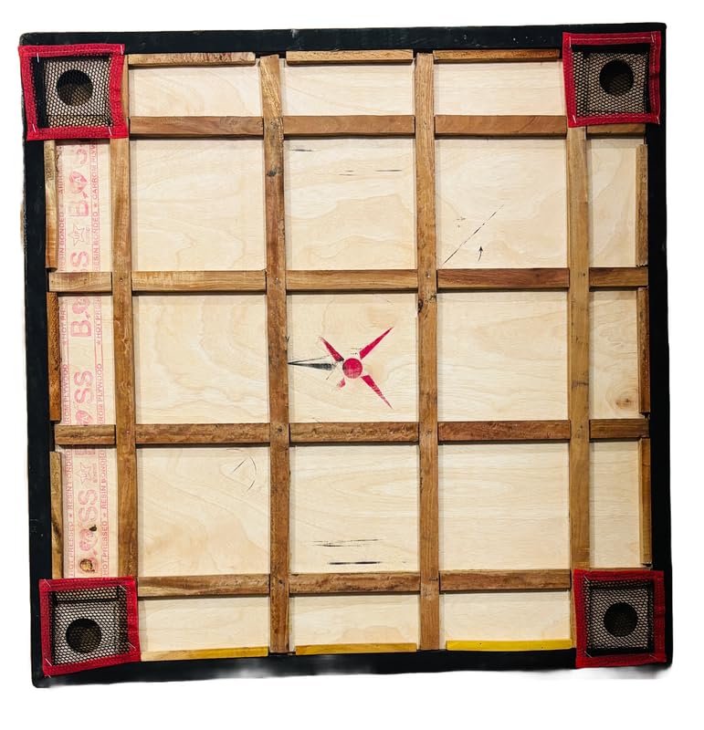 M ART Carrom Board Super Gloss Full Size 32"x32" Brown/Black (Wooden Coin, Boric Powder and Stricker Free)-MDL-S2 - Image 3
