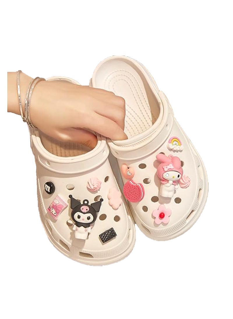 Excefore 12 Pcs 3D Cartoon Shoes Decoration Charms for Croc Clog Decoration, Cartoon Kawaii Charms Accessories for Girls Kids Teens Party Favor (Kulomi & Melody)  - Image 1