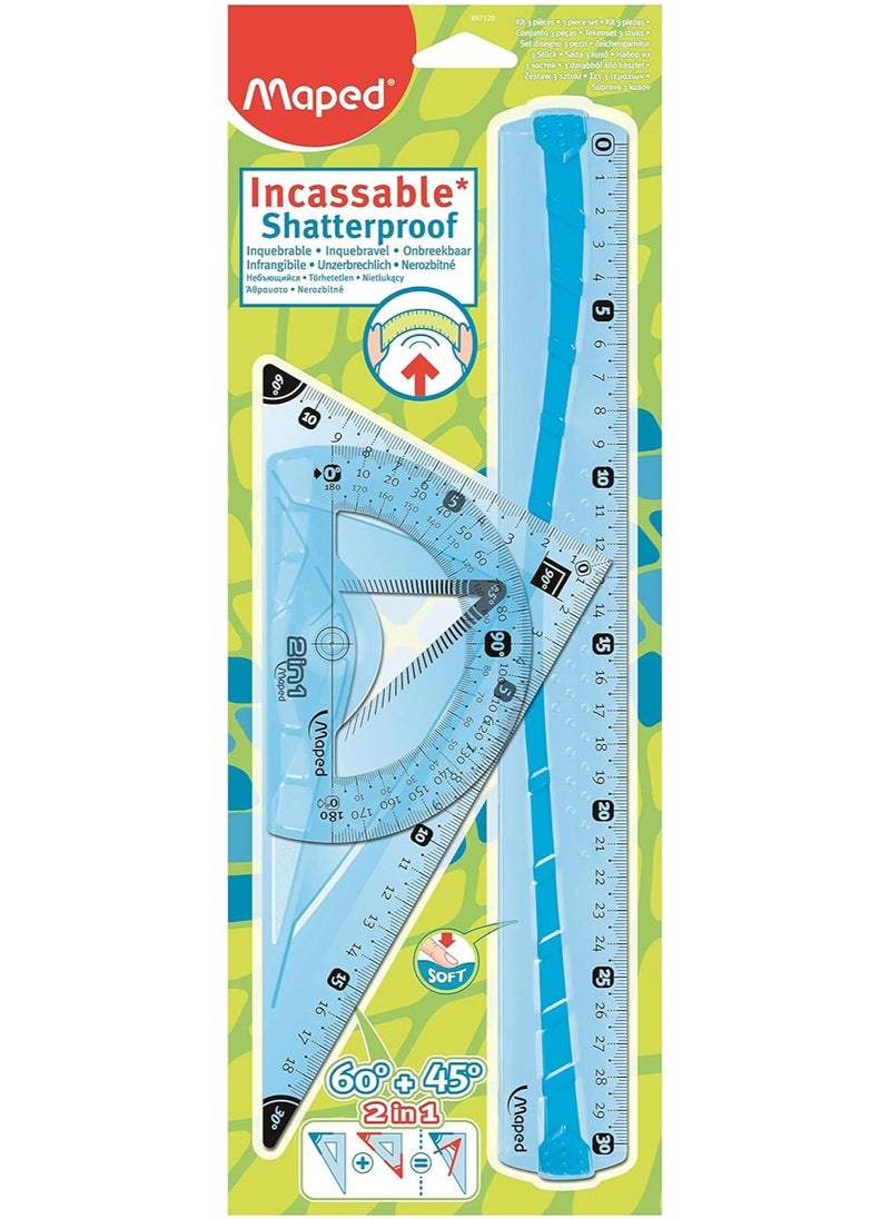 Maped Maped Shatterproof Geometry Set Of 3, Blue/Green, 897120  - Image 1