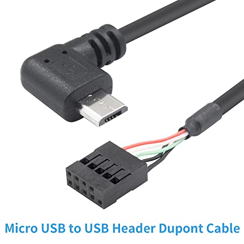 Duttek USB Header to Micro USB Cable, 90 Degree Right Angled Micro USB Male to 9 Pin Motherboard Female Dupont Extended Cable 2 Pack 1.65Ft/50cm - Image 4
