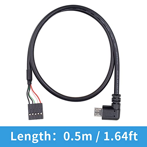 Duttek USB Header to Micro USB Cable, 90 Degree Right Angled Micro USB Male to 9 Pin Motherboard Female Dupont Extended Cable 2 Pack 1.65Ft/50cm - Image 5