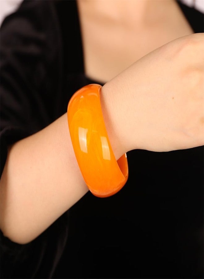 سيثر سوار أكريليك عريض للنساء، سوار ملون، سوار راتنج كبير، هدية مثالية للهالوين أو الكريسماس (برتقالي) - Image 2